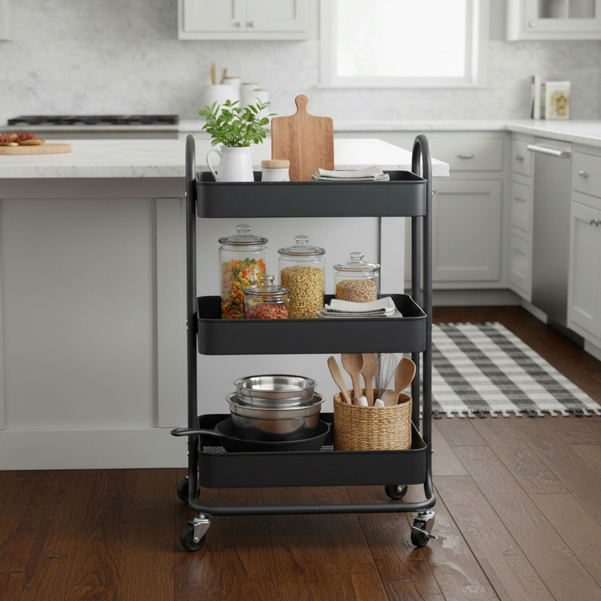 Mainstays - Carro Cocina Negro Metalico