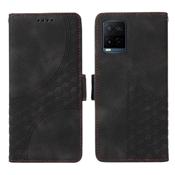 Carcasa FOXDOCK Vivo Y21s de cuero PU, diseño acolchado clásico, protección contra caídas y rayones