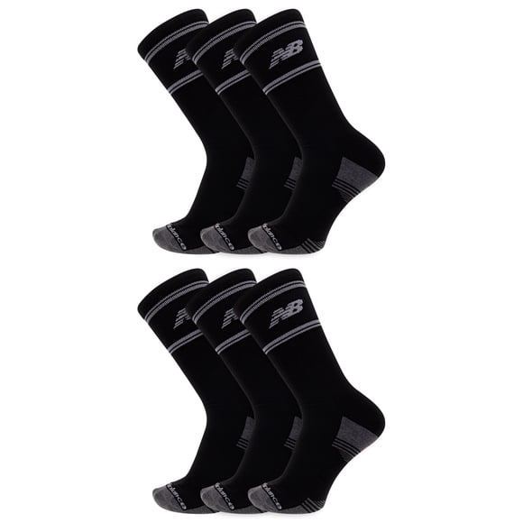 Pack de 6 pares de calcetines New Balance Crew, unisex, talla XL, color negro
