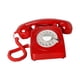 thumbnail image 4 of Teléfono de disco giratorio de estilo vintage, teléfono con cable europeo, estilo años 60, con campana de metal, estilo retro. Rojo, 4 of 5