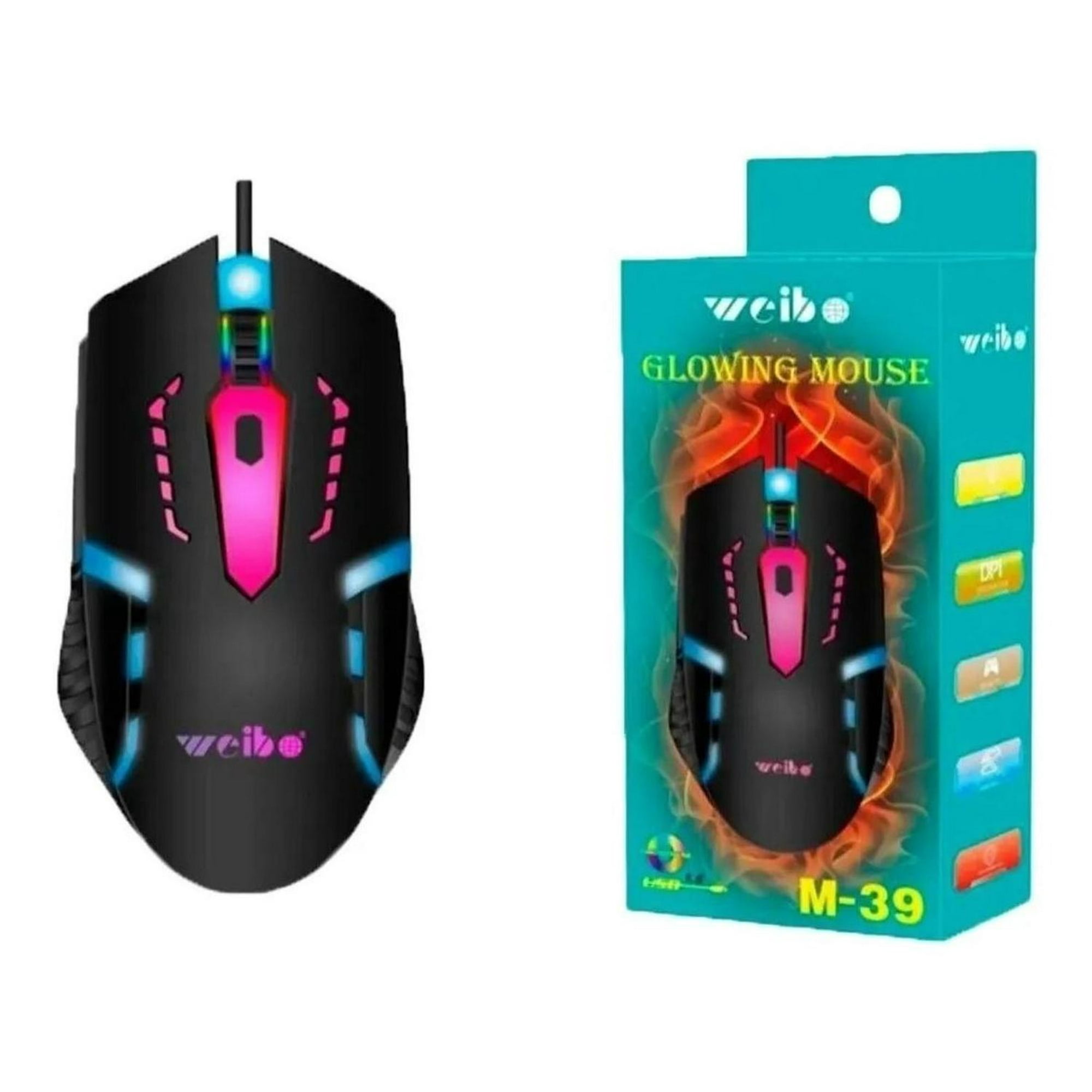 Gen - Mouse Gamer Usb Optico Alambrico Retro Iluminado Multicolor