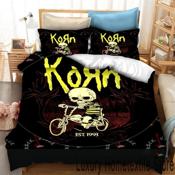 Korn Band Logo Bedding Set,Duvet Cover Comforter Bed Set Quilt Cover Pillowcase, Boys Girls Adults Bed Sheets