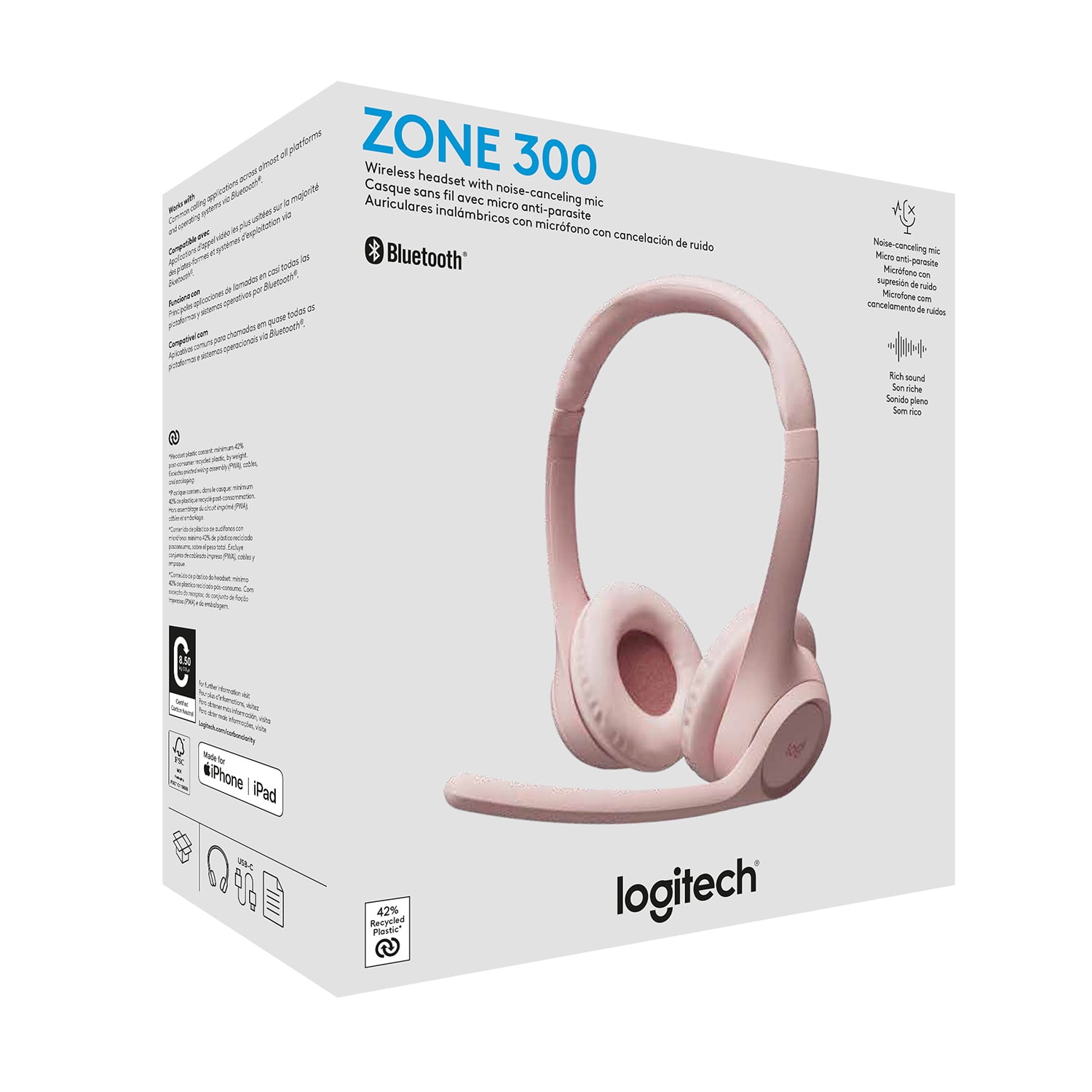 Logitech - Audifonos Zone 300 Rose