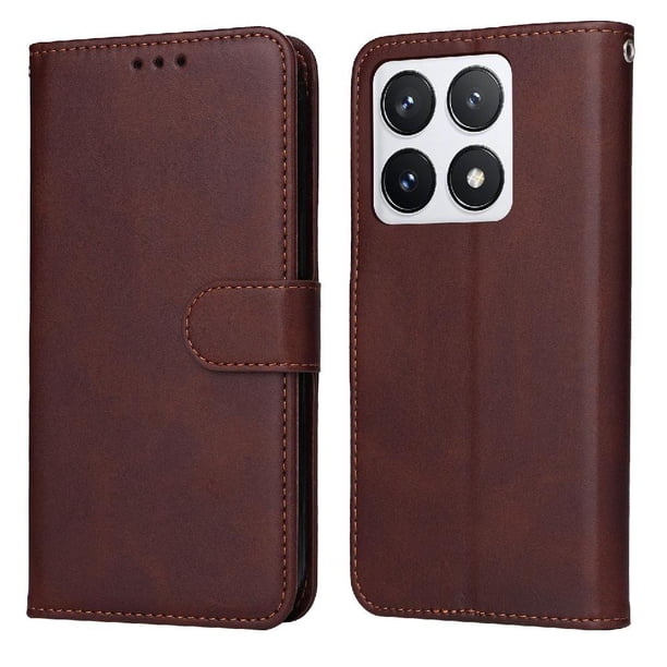 Funda Billetera para Xiaomi 14T Pro con Porta Tarjetas y Soporte Ajustable Marrón