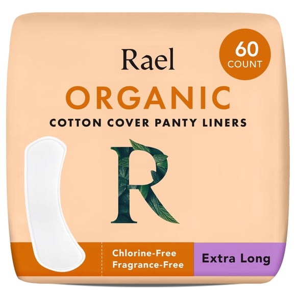 Panty Liners Rael de algodón orgánico extra largos, 60 unidades, para mujer