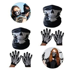 Genérica - Pack 2Pcs Máscara Esqueleto Calavera Guantes Para Halloween Negro