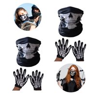 Genérica - Pack 2Pcs Máscara Esqueleto Calavera Guantes Para Halloween Negro