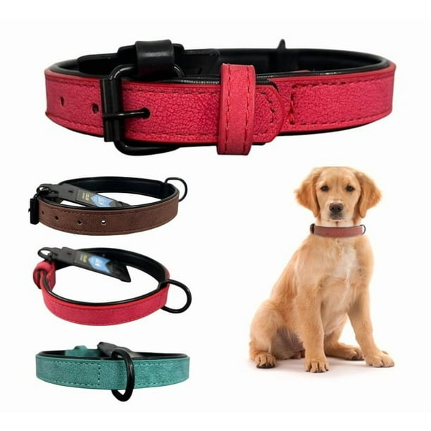 Collar Para Perro Eco Cuero Mascotas 2,5cm Ancho 47cm Largo Rojo