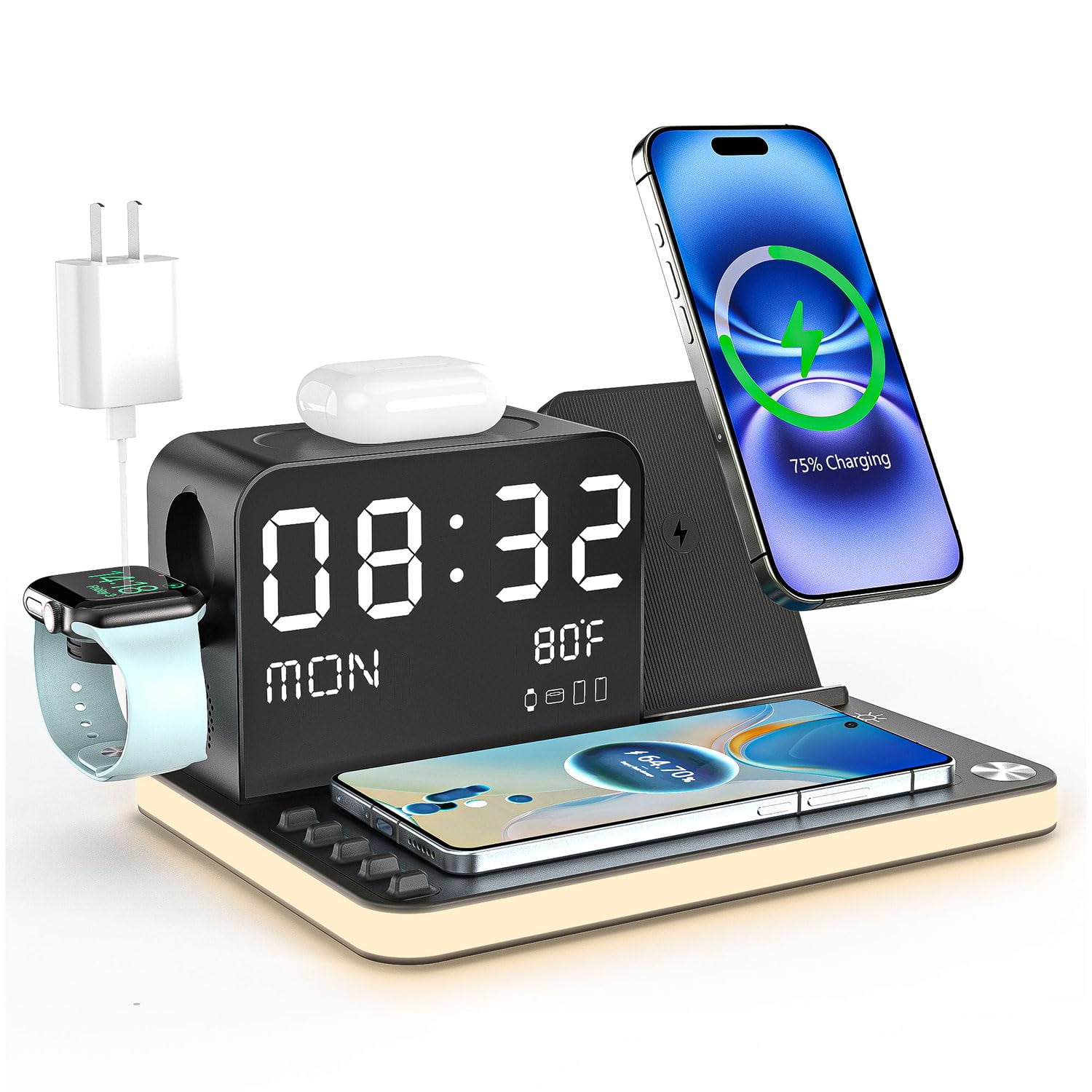 Estación De Carga Inalámbrica Acer 7 En 1 Con Luz Nocturna