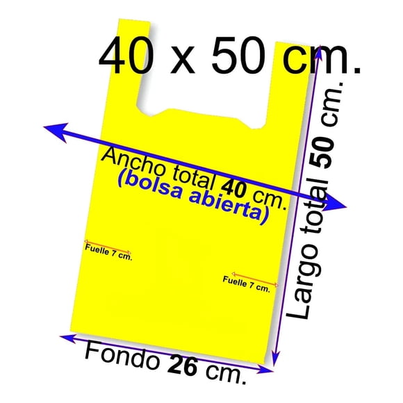 Bolsas Plásticas Tipo Camiseta - 40x50 - 100 Uds. - Colores Amarillo
