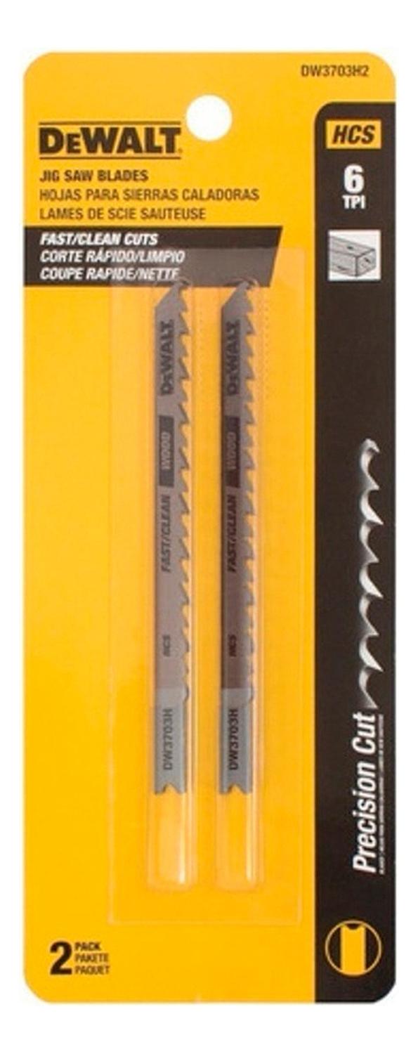 Set 2 Hojas Sierra Caladora Dewalt Dw3703H2 6Tpi Corte Limpi