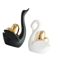 Magideal - 2 Figuras De Cisne Para Decoración De Mesa, Decoración Del Hogar, Artesanías, Estatuas De Cisne, Adornos Para Chimenea, Sala De Estar, Regalos De Inau En Blanco Y Negro