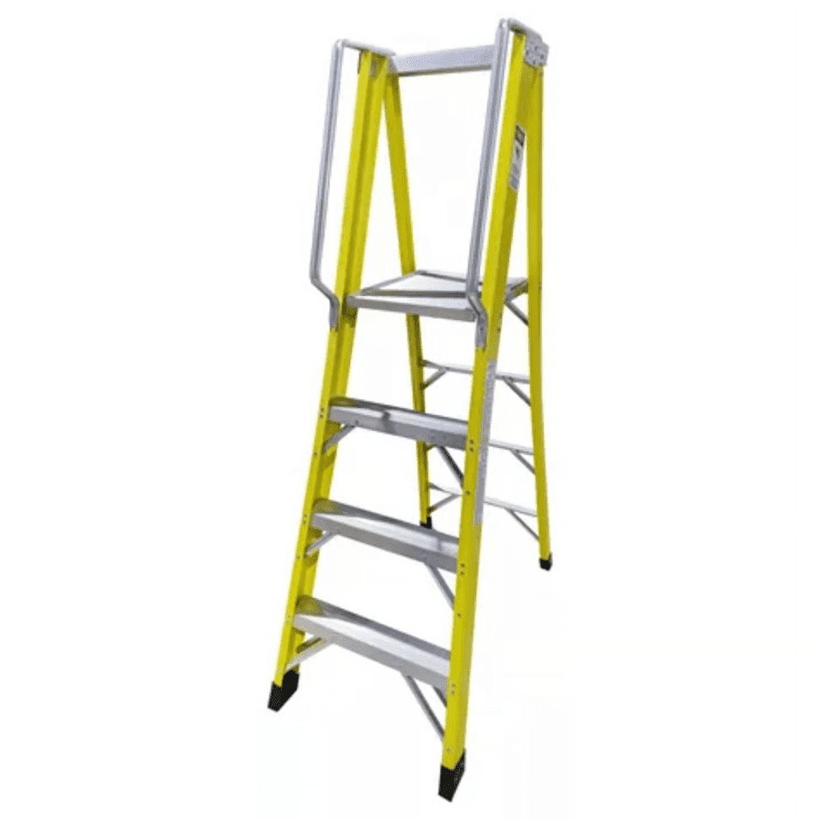 Genérico - Escalera Industrial Plataforma Fibra De Vidrio 4 Peldaños Amarilla