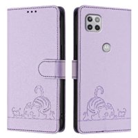 Funda Tipo Cartera Foxdock Para Motorola Moto G 5G 2020 Con Soporte, Ranuras, Rfid, Diseño De Gato