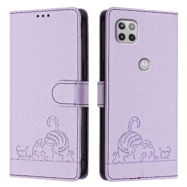 Funda tipo cartera FOXDOCK para Motorola MOTO G 5G 2020 con soporte, ranuras, RFID, diseño de gato