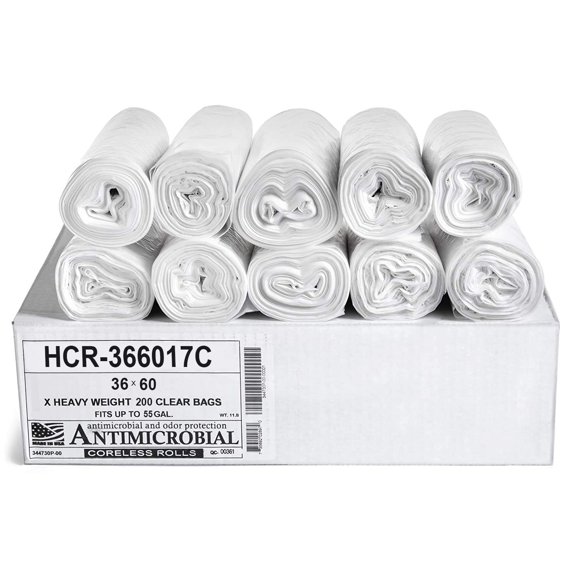 Bolsas de basura transparentes Aluf Plastics 55 galones 200 unidades 17 micras