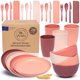 thumbnail image 1 of Juego de Vajilla FOODLE de Paja de Trigo 28 piezas - Rosa pastel, 1 of 9