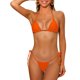 thumbnail image 1 of INSPIRE CHIC Conjunto de Bikini de Mujer con Lazo en el Cuello y Lados, Traje de Baño de Color Sólido con Copas Acolchadas Removibles y Tirantes Ajustables, Pequeño Naranja Fluorescente, 1 of 5