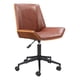 thumbnail image 1 of Silla de oficina Zuo Maker de piel sintética marrón ajustable en altura, 1 of 9