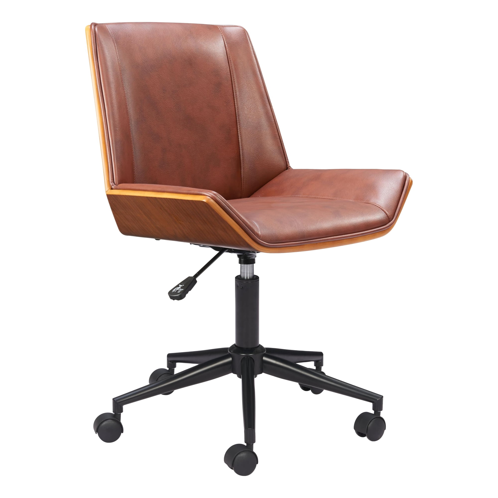 Zuo Modern - Silla De Oficina Zuo Maker De Piel Sintética Marrón Ajustable En Altura