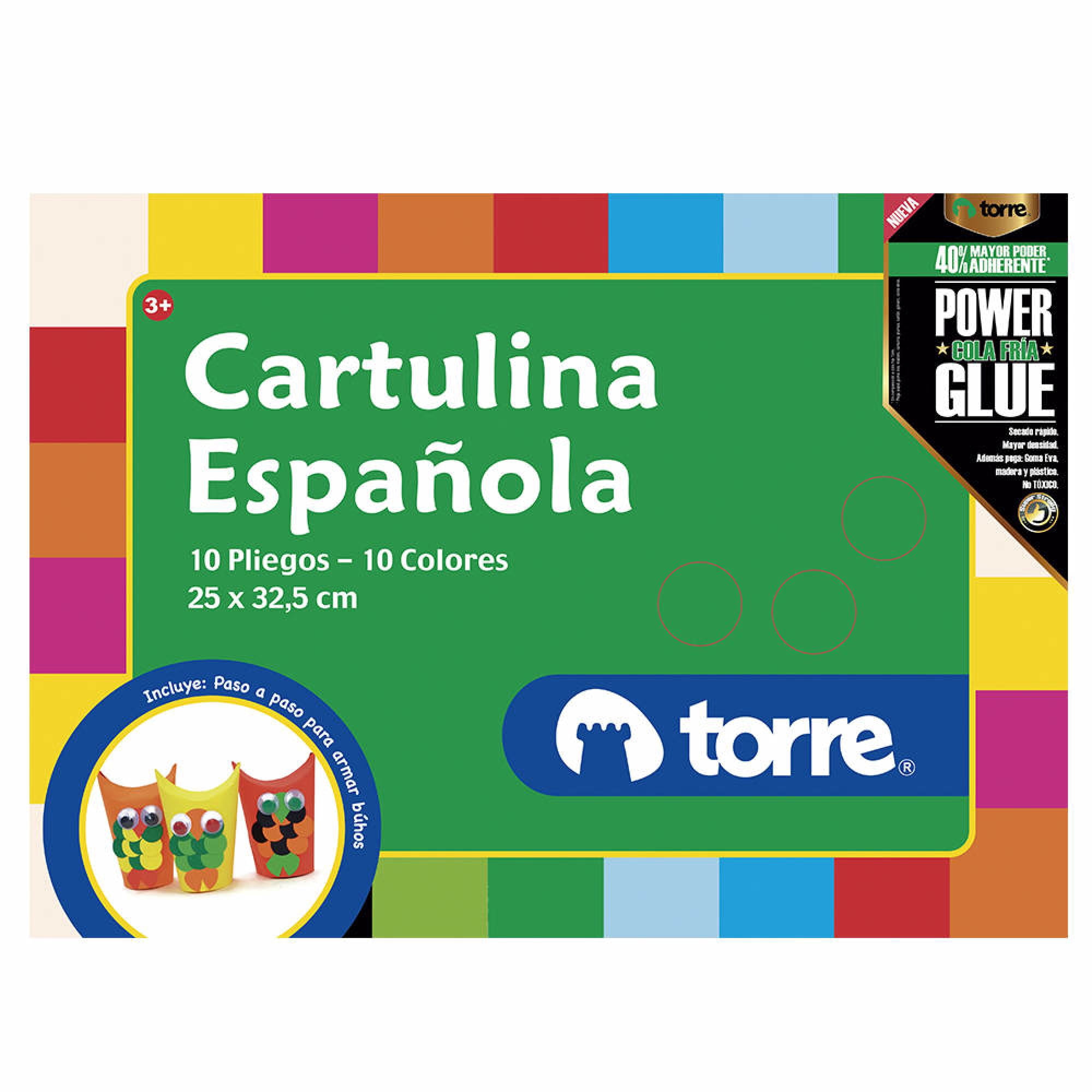 Bolsón Cartulina Española 10 Pliegos, 10 Colores 1 Un Torre