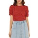 thumbnail image 1 of INSPIRE CHIC Blusas de Mujer con Fruncidos Cuello Redondo Manga Corta Camisa Floral Roja XS, 1 of 7