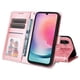 thumbnail image 2 of Funda tipo cartera FOXDOCK para Samsung Galaxy A24 4G , diseño girasol en relieve, cuero PU, cierre magnético, soporte y tarjetero, 2 of 5