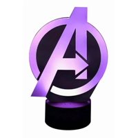 Lelumania - Lampara Ilusion 3D Logo Avengers De 7 Colores, Base Touch
