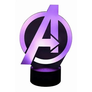 Lelumania - Lampara Ilusion 3D Logo Avengers De 7 Colores, Base Touch