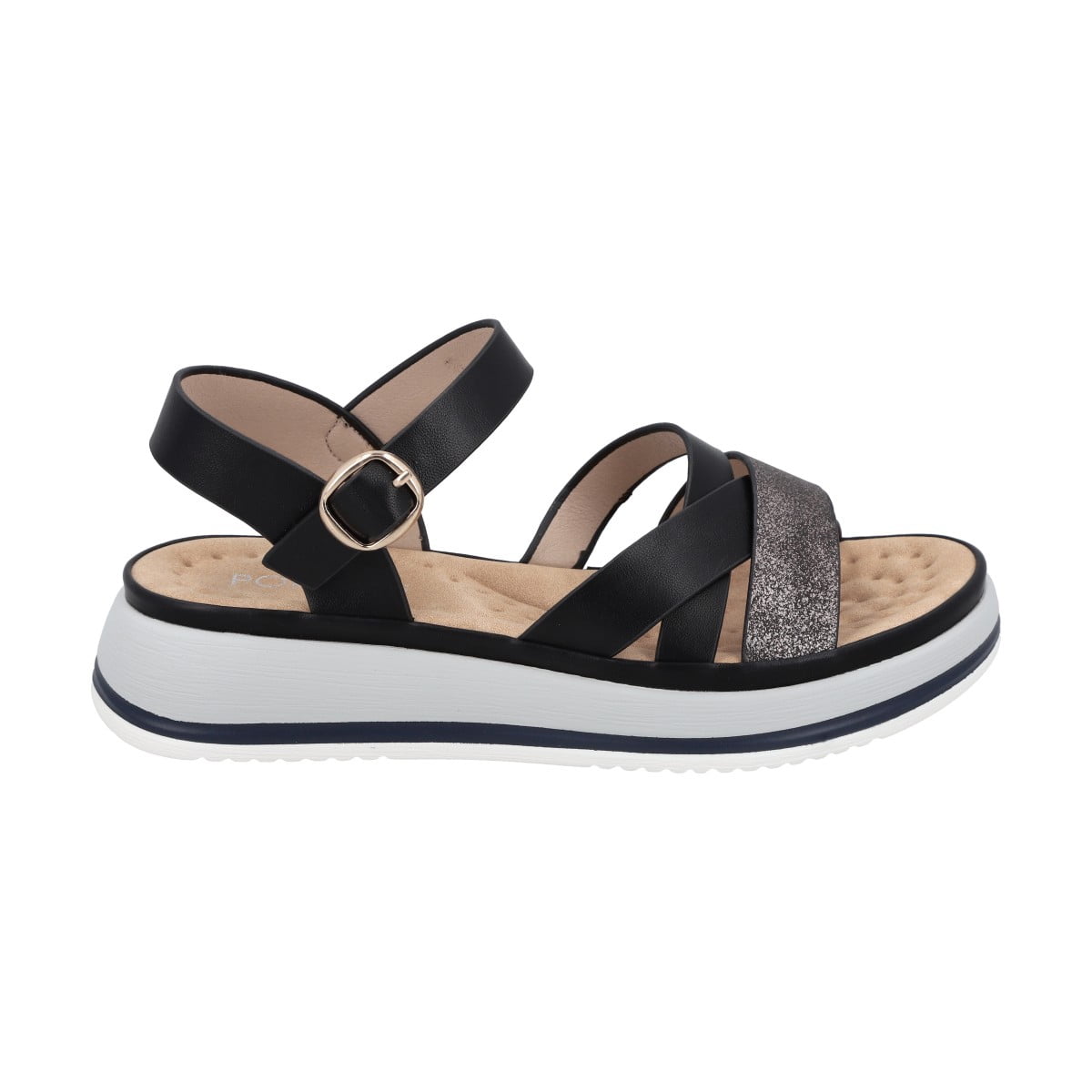 Sandalia Mujer Negro Plataforma Laura Police