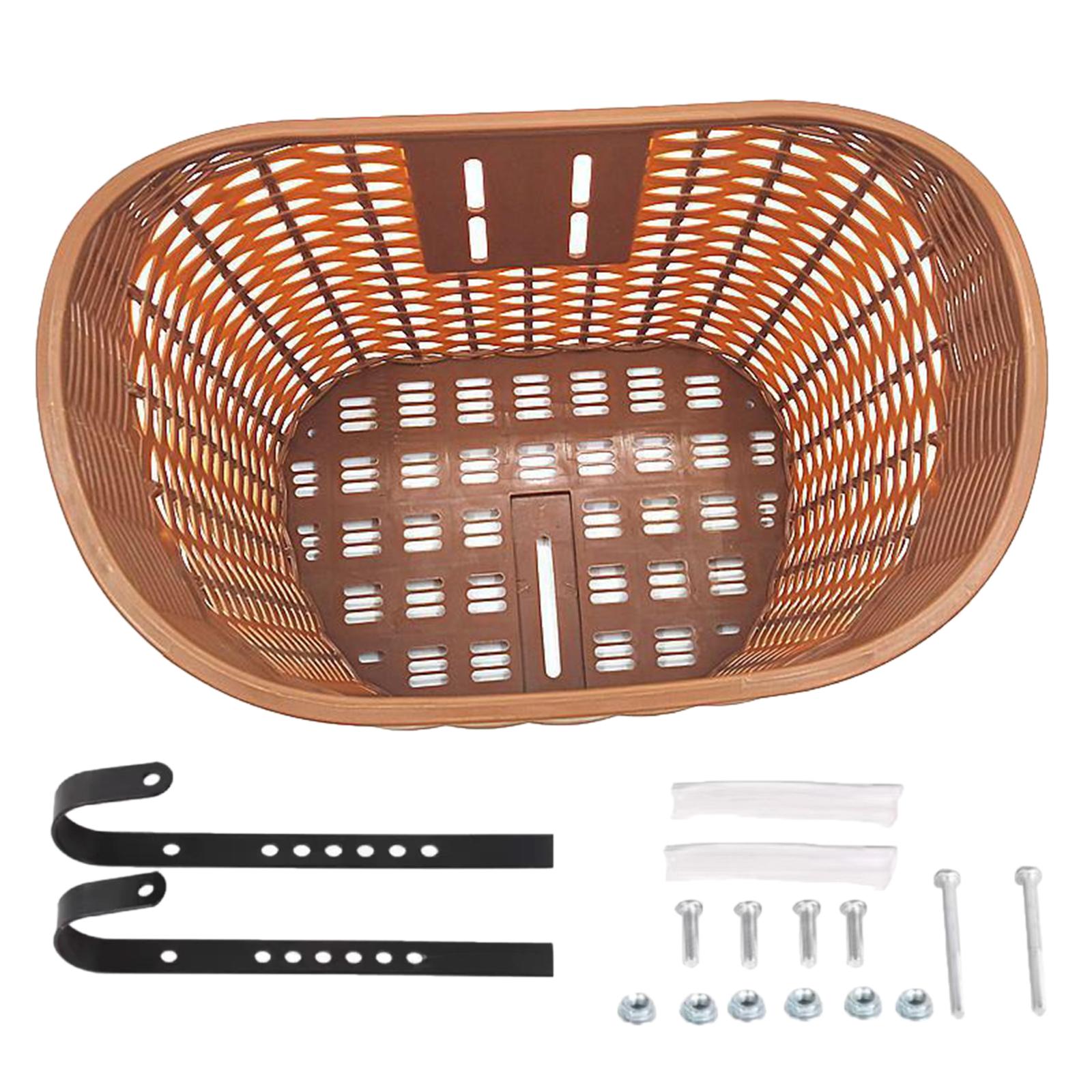 Ioensy - Cesta Para Bicicleta, Alforja, Cesta Delantera Para Bicicleta, Para Picnic, Compras, Comestibles, Camping, Marrón