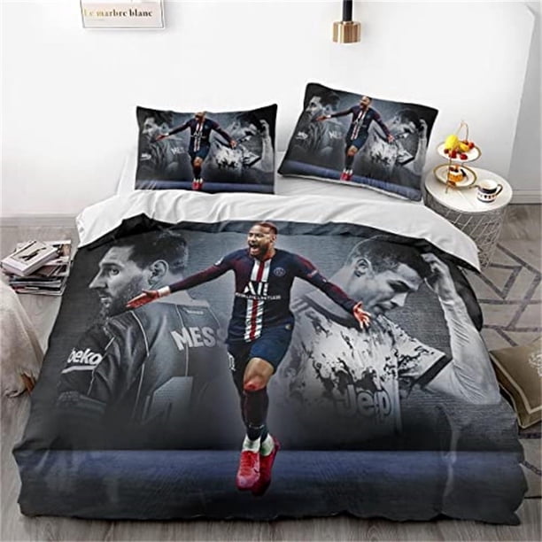 La Liga Neymar, Messi, 3-piece Bedding Set with Cartoon-themed Duvet Cover, Breathable Microfiber Material