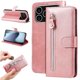 thumbnail image 1 of Funda tipo cartera para iPhone 17 Pro con bolsillo con cremallera y ranuras para tarjetas – Función de soporte Rosa, 1 of 5