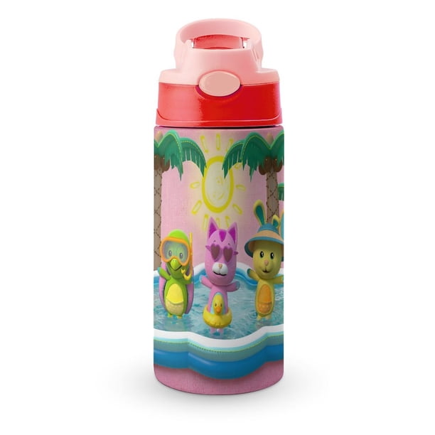 WonderoosBotella de Agua con Tapa Pop Top de Un Toque, Acero Inoxidable, a Prueba de Fugas, para Deportes, Botella Infantil rosa 12 oz