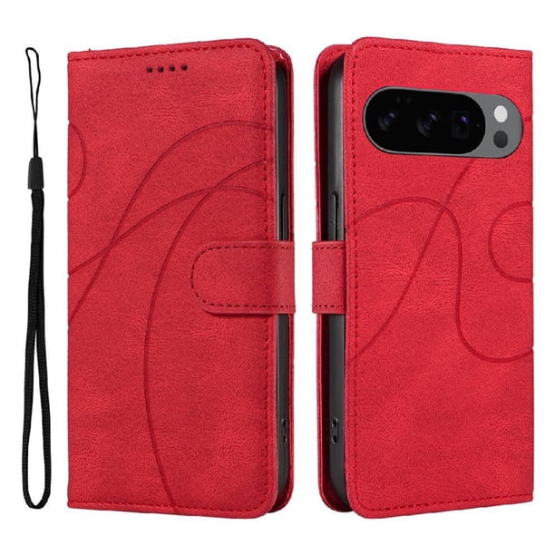 Funda tipo cartera con tapa para Google Pixel 10 Pro 5G con tarjetero, soporte y cubierta magnética Rojo