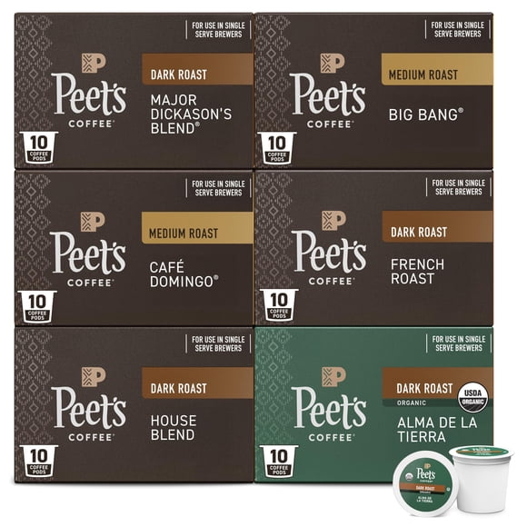 Cápsulas de café Peet's Coffee Keurig K-Cup, paquete variado de 60 unidades