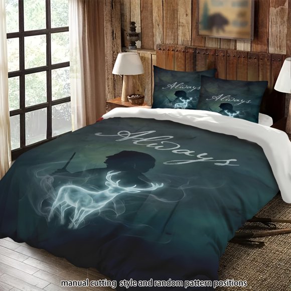 Bedding Features Characters Holding Wands Glowing Deer Patterns And a Mysterious Theme Suitable for All Four Seasons Machine Washable Includes Pillowcases And I