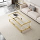 thumbnail image 2 of Modern Acrylic Leg Coffee Table, Double Layer Tempered Glass Top with Golden Metal Frame, 47.2x23.6x17.7 Inch Living Room Furniture, 2 of 3