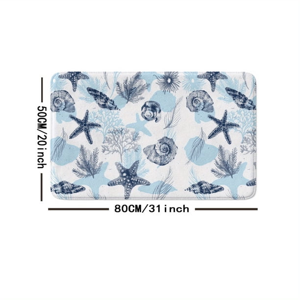 1pc Stylish and Elegant Non-Slip Bathroom Mat with Starfish and Seaweed Print - Absorbent and Anti-Skid Floor Pad for Indoor and Outdoor Use - 16x24inch/20x31inch - Perfect Gift for Bathroom Decoratio