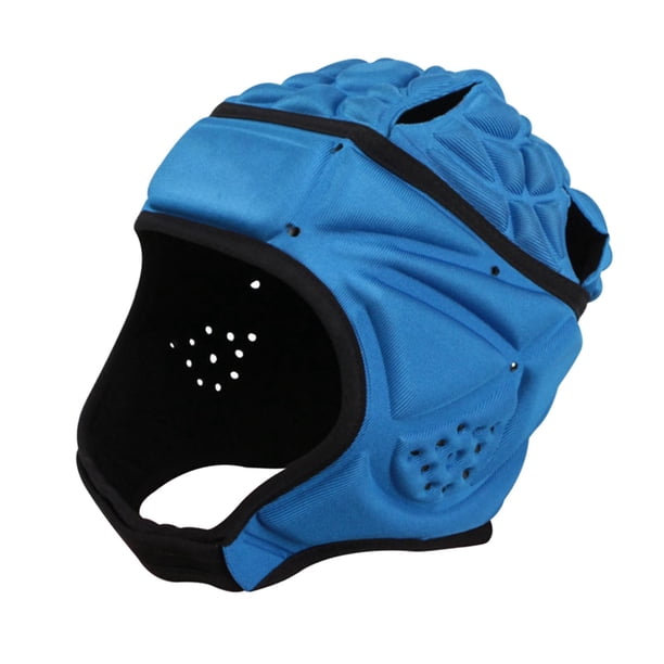 Gorro de fútbol de esponja EVA, Protector de cabeza a prueba de golpes, suave, ajustable, transpirable, para Rugby, protección para la cabeza, Hockey , Azul Medio