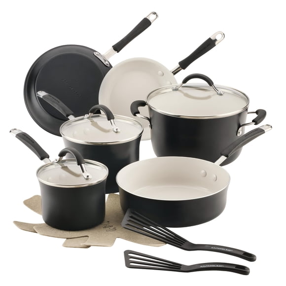 Set de utensilios de cocina Rachael Ray Cucina, cerámica, antiadherente, 13 piezas