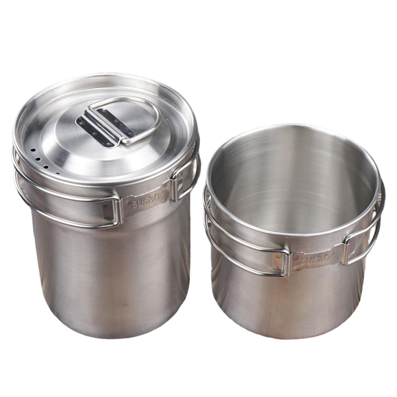 Magideal - Taza Portátil Para Acampar, Plegable, Vajilla Plateada Ligera, Utensilios De Cocina, Taza De De Material Acero Inoxidable, Contenedor Para Picnic,