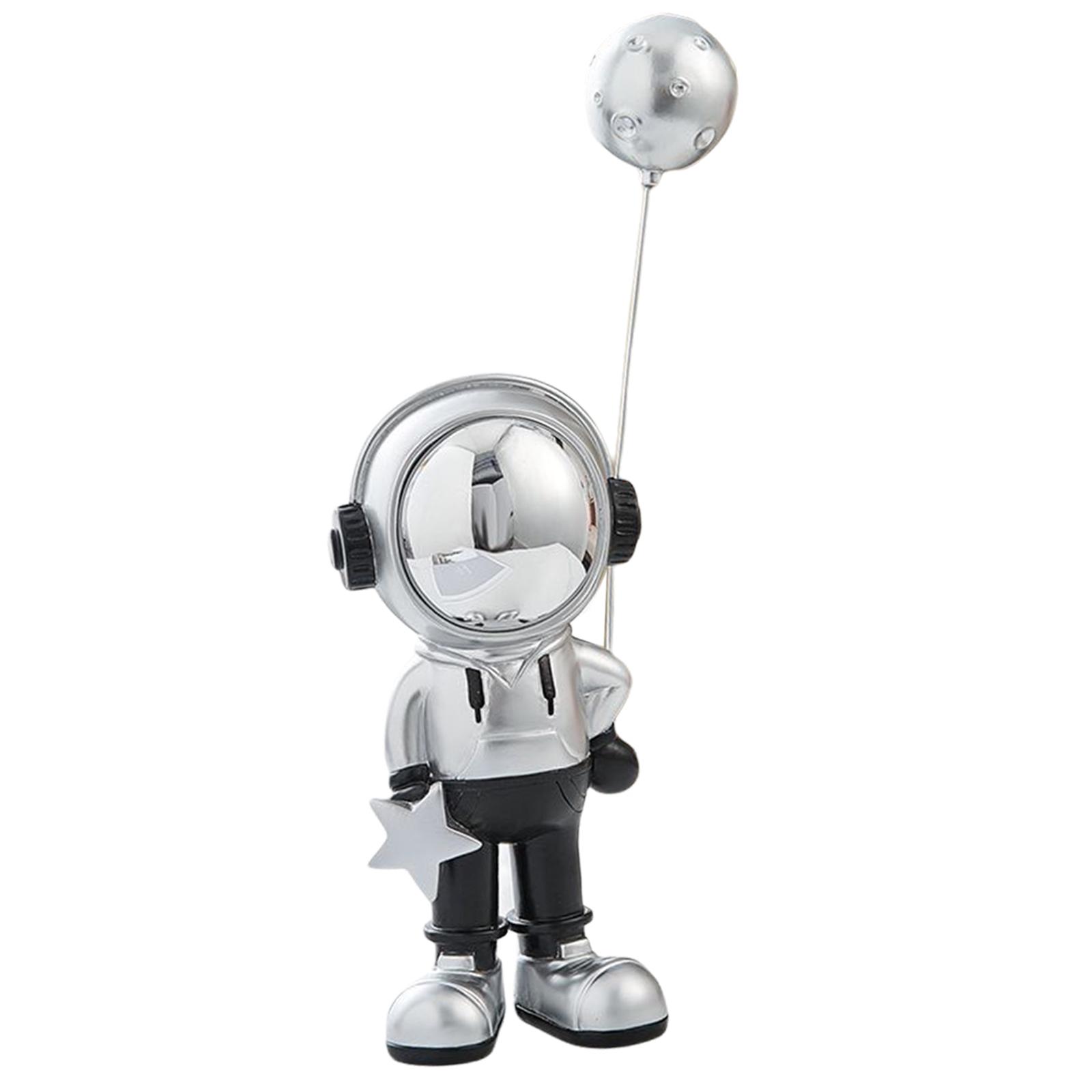 Bothyi - Estatua De Astronauta Escultura De Astronauta Decoración De La Oficina En El Hogar Planeta Plata