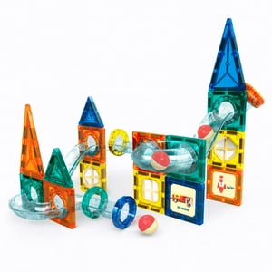 Fliperex - Juego Bloques Magneticos Construccion 42 Piezas Tobogan Blanco