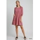 thumbnail image 2 of Saronite Vestido Corto Casual de Punto de Algodón Suave con Cuello Redondo y Manga Corta de Rizo Francés Liso, Bolsillos Laterales Dobles, Color Malva (para Mujer), 2 of 5