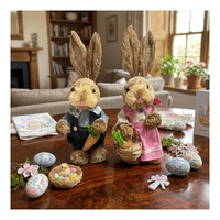Genérico - Estatuilla Conejito Pareja De Paja Ornamento Pascua Pequeña
