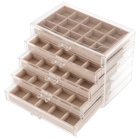 Caja de joyería FEISCON 24x15x17 cm 5 cajones transparente