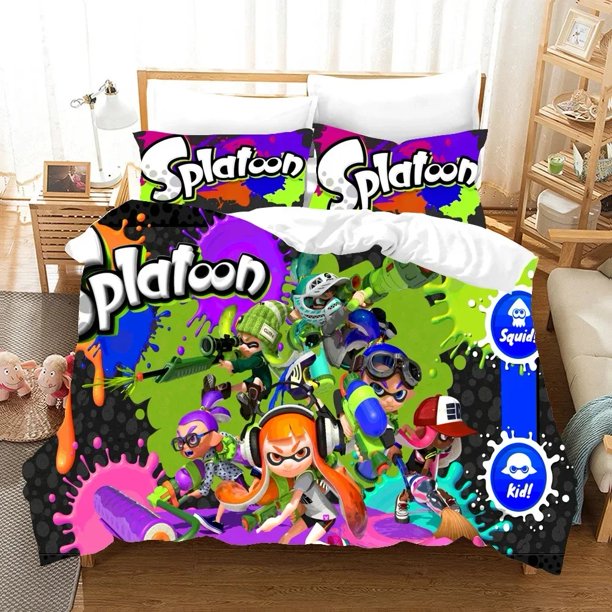 Game Splatoon Bedding Set Duvet Cover Bed Set Quilt Cover Pillowcase Comforter Size Boys Adult Bed Sheets