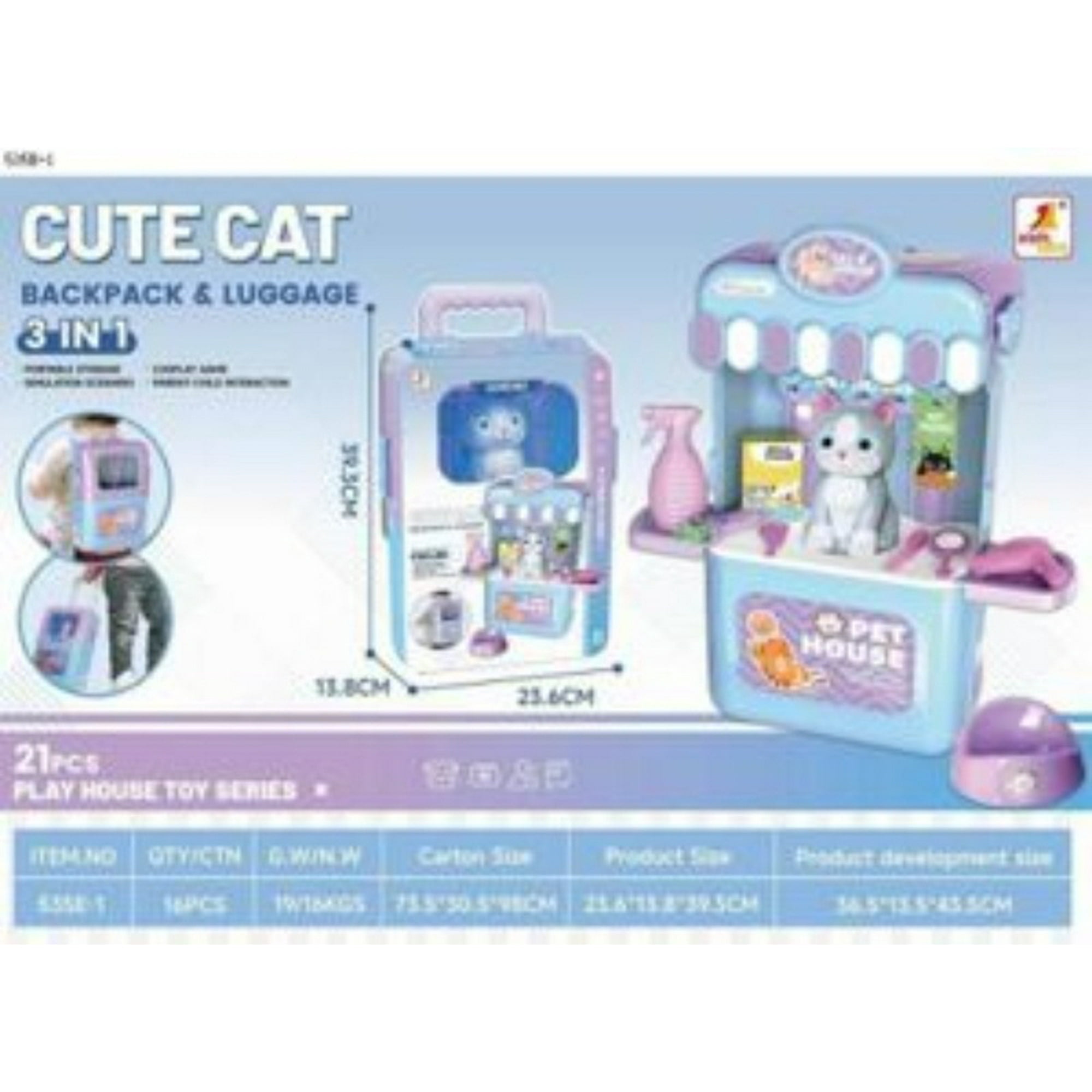 Genérico - Maleta 3 En 1 Cuidados Mascota Gatito Pets Hospital Celeste