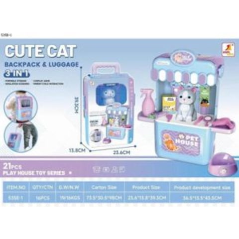 Genérico - Maleta 3 En 1 Cuidados Mascota Gatito Pets Hospital Celeste